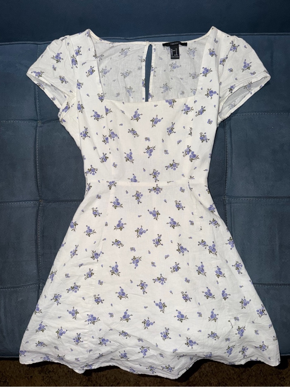 Forever 21 White Dress with Lavender Floral Print